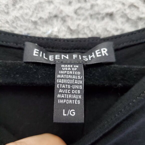 Eileen Fisher Dress Womens Large Black Long Sleeve Relaxed Fit Viscose Stretchy - Picture 2 of 9